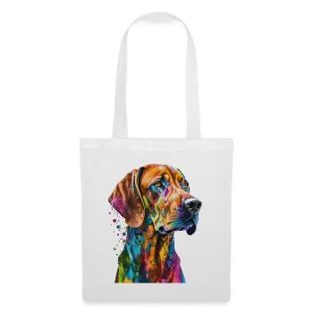Rhodesian Ridgeback Bunte Pop Art Splash Art Hund - Stoffbeutel - Weiß - Vorne