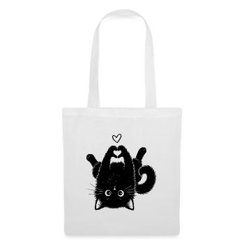 Süße schwarze Katze - Stoffbeutel - Weiß - Vorne