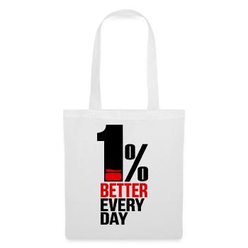 1% Besser Jeden Tag – Motivation & Mindset - Stoffbeutel - Weiß - Vorne