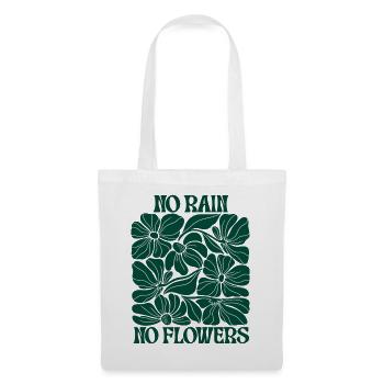 No Rain No Flowers – Retro Blumen Boho Motivation - Stoffbeutel - Weiß - Vorne
