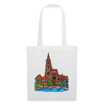 Straßburg Skyline im Wachsmalstil - Stoffbeutel - Weiß - Vorne