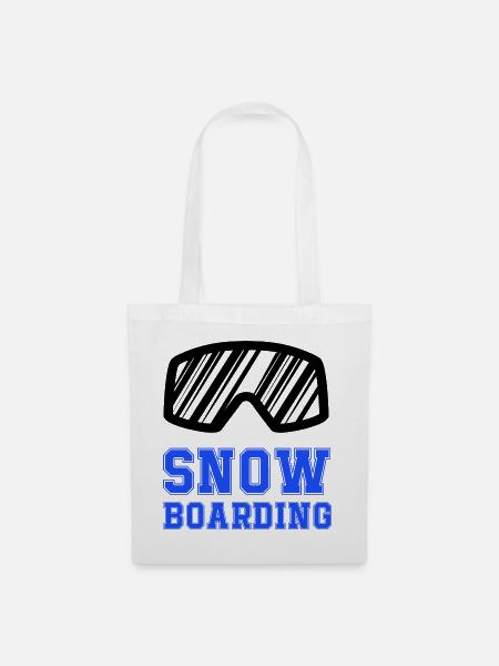 Snowboard Schriftzug Blau - Stoffbeutel - Weiß