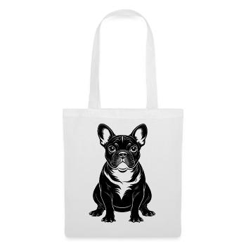 Französischer Bulldoggensitz - Stoffbeutel - Weiß - Vorne