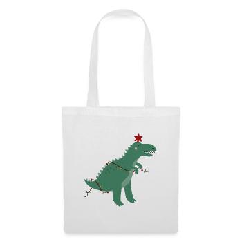 Niedlicher Weihnachtsdinosaurier - Stoffbeutel - Weiß - Vorne