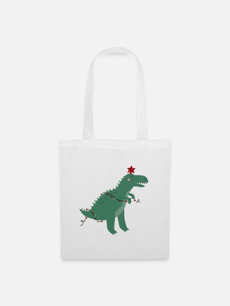 Niedlicher Weihnachtsdinosaurier - Stoffbeutel - Weiß