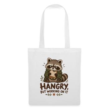 Hangry Waschbär mit Sandwich - Stoffbeutel - Weiß - Vorne