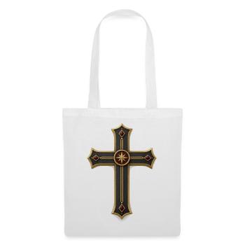 Gothic Kreuz mit Goldrändern - Stoffbeutel - Weiß - Vorne