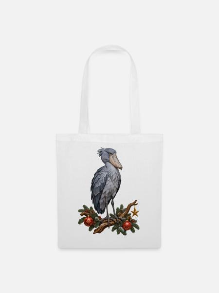 Schuhschnabel mit Weihnachtsornamenten - Stoffbeutel - Weiß