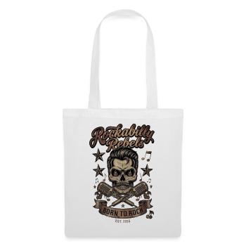 Rockabilly Skull Born to Rock - Stoffbeutel - Weiß - Vorne