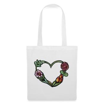 Aquarellrahmen mit Blumenherz - Stoffbeutel - Weiß - Vorne