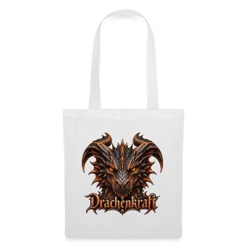 Drachenkraft – Dunkler Fantasy-Drache - Stoffbeutel - Weiß - Vorne