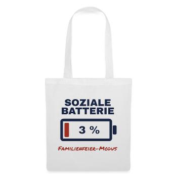 Soziale Batterie 3 % – Familienfeier-Modus - Stoffbeutel - Weiß - Vorne