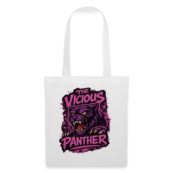 Wilder Panther in Lila und Pink im Grungelook - Stoffbeutel - Weiß - Vorne