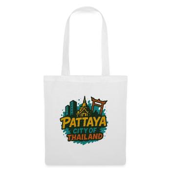 Pattaya Thailand mit Tempel im Retrolook - Stoffbeutel - Weiß - Vorne