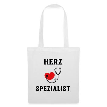 Herzspezialist mit Herz und Stethoskop - Stoffbeutel - Weiß - Vorne