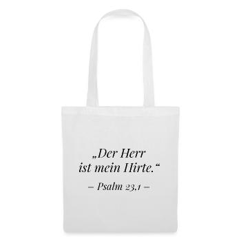 Der Herr ist mein Hirte Psalm 23,1 Bibelvers - Stoffbeutel - Weiß - Vorne