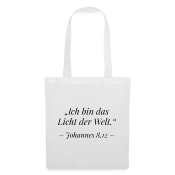 Johannes 8,12 Bibelvers: Ich bin das Licht - Stoffbeutel - Weiß - Vorne