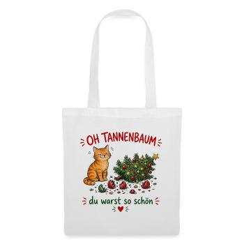 Oh Tannenbaum Katze Festlicher Charme - Stoffbeutel - Weiß - Vorne