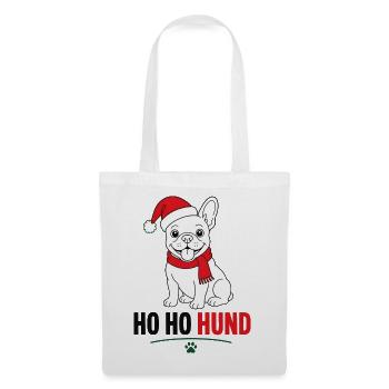 Weihnachts-Hund im Santa-Look - Stoffbeutel - Weiß - Vorne