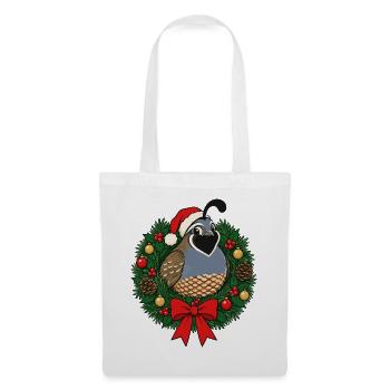  Weihnachtswachtelkranz, Weihnachtsmütze, - Stoffbeutel - Weiß - Vorne