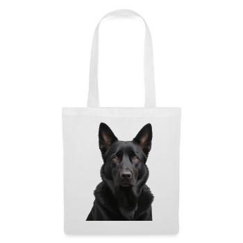 Schwarzer Schäferhund Portrait - Stoffbeutel - Weiß - Vorne