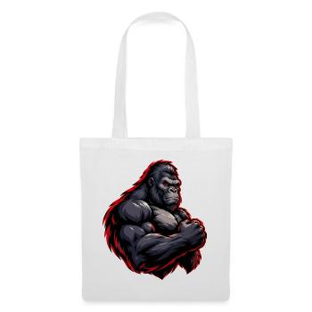 Kraftvoller Gorilla mit rotem Outline - Stoffbeutel - Weiß - Vorne