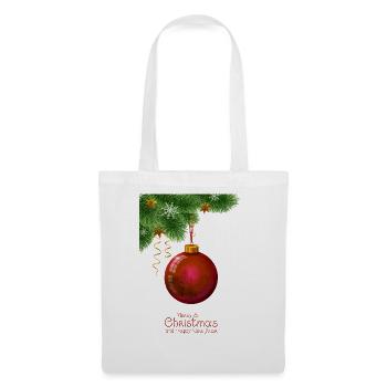 Weihnachtskugel hängt an einem Kiefernzweig. - Stoffbeutel - Weiß - Vorne