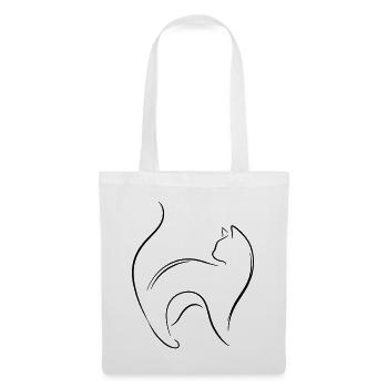 Minimalistische Katze – Abstrakte Katzenlinienzeichnung - Stoffbeutel - Weiß - Vorne