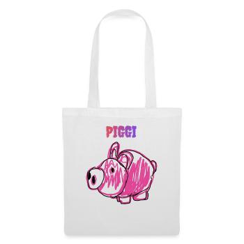 PIGGI Pink Pig im Cartoon-Stil - Stoffbeutel - Weiß - Vorne