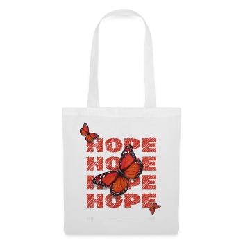 Hope Hoffnung Schmetterlinge Vintage Motiv - Stoffbeutel - Weiß - Vorne