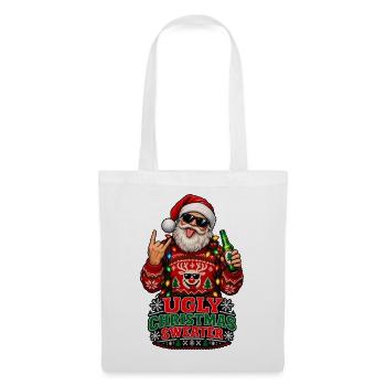 Punk-Santa Ugly Xmas Sweater - Stoffbeutel - Weiß - Vorne