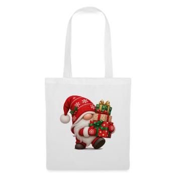 Weihnachtsgnom mit bunten Weihnachtsgeschenken - Stoffbeutel - Weiß - Vorne