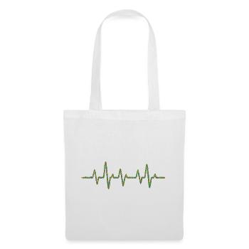 EKG-Herzschlag mit Weihnachtslichterkette - Stoffbeutel - Weiß - Vorne