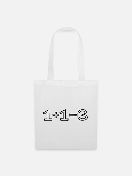 1+1=3 Rechnung handgezeichnet - Stoffbeutel - Weiß