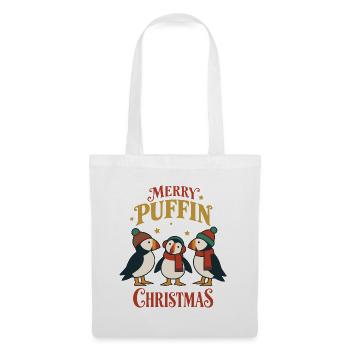 Fröhliche Papageitaucher Weihnachtsfestliche Niedliche Festvögel - Stoffbeutel - Weiß - Vorne