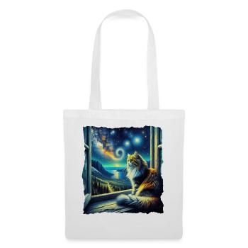 Norwegische Waldkatze Starry Night - Stoffbeutel - Weiß - Vorne