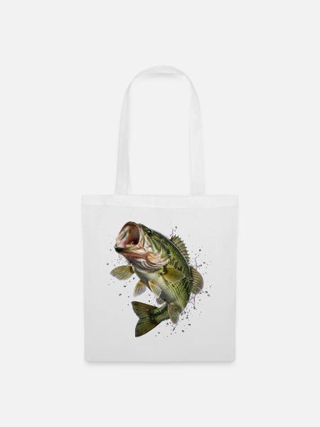 Fisch, Angeln, Fischer - Stoffbeutel - Weiß