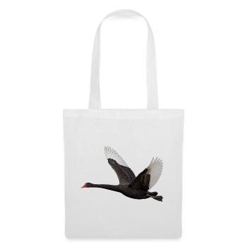 Trauerschwan im Flug – schwarzer Schwan Naturmotiv - Stoffbeutel - Weiß - Vorne