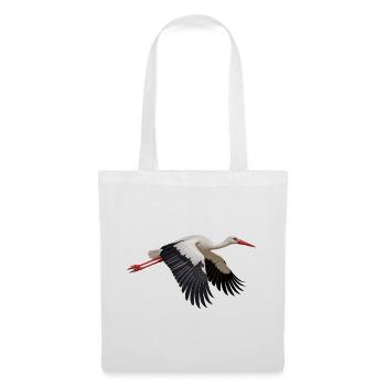 Weißstorch im Flug – schwarzweißes Storchenmotiv - Stoffbeutel - Weiß - Vorne