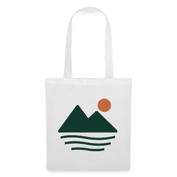 Bergsee im Morgenlicht – geometrisches Naturmotiv - Stoffbeutel - Weiß - Vorne