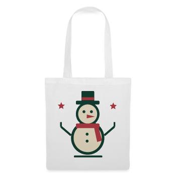 Schneemann mit Schal und Zylinder – Winter - Stoffbeutel - Weiß - Vorne