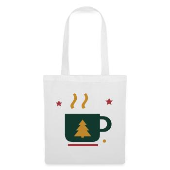 Winterkakao mit Tannenbaum – Adventsmotiv - Stoffbeutel - Weiß - Vorne