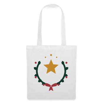 Weihnachtsstern im Kranz aus Winterzweigen - Stoffbeutel - Weiß - Vorne