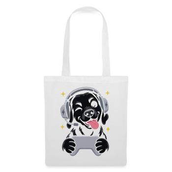 Gaming Labrador mit Headset und Controller - Stoffbeutel - Weiß - Vorne