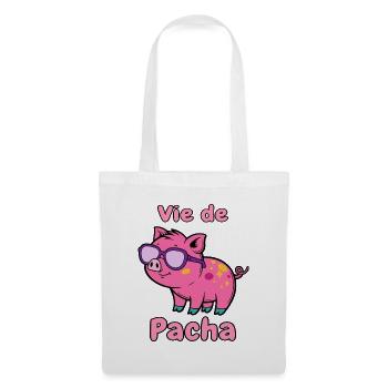 Leben von Pacha Pig Glam - Stoffbeutel - Weiß - Vorne
