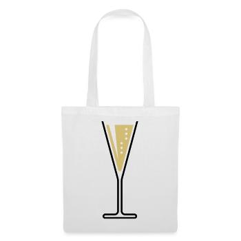 Sektglas (Sekt / Trichter / Offen / 2C) - Stoffbeutel - Weiß - Vorne