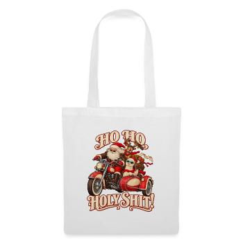 Santa on Motorcycle Naughty Ho Ho Ho - Stoffbeutel - Weiß - Vorne