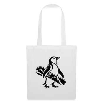 Penguin Silhouette Snowboarder Winter Holiday - Stoffbeutel - Weiß - Vorne