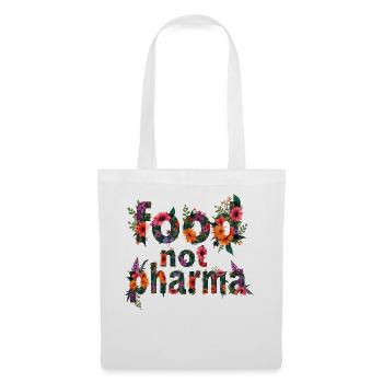 Food Not Pharma Bunte Blumenbuchstaben - Stoffbeutel - Weiß - Vorne