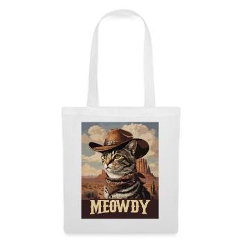 Western- und Wüsten-Meowdy Cowboy-Katze - Stoffbeutel - Weiß - Vorne